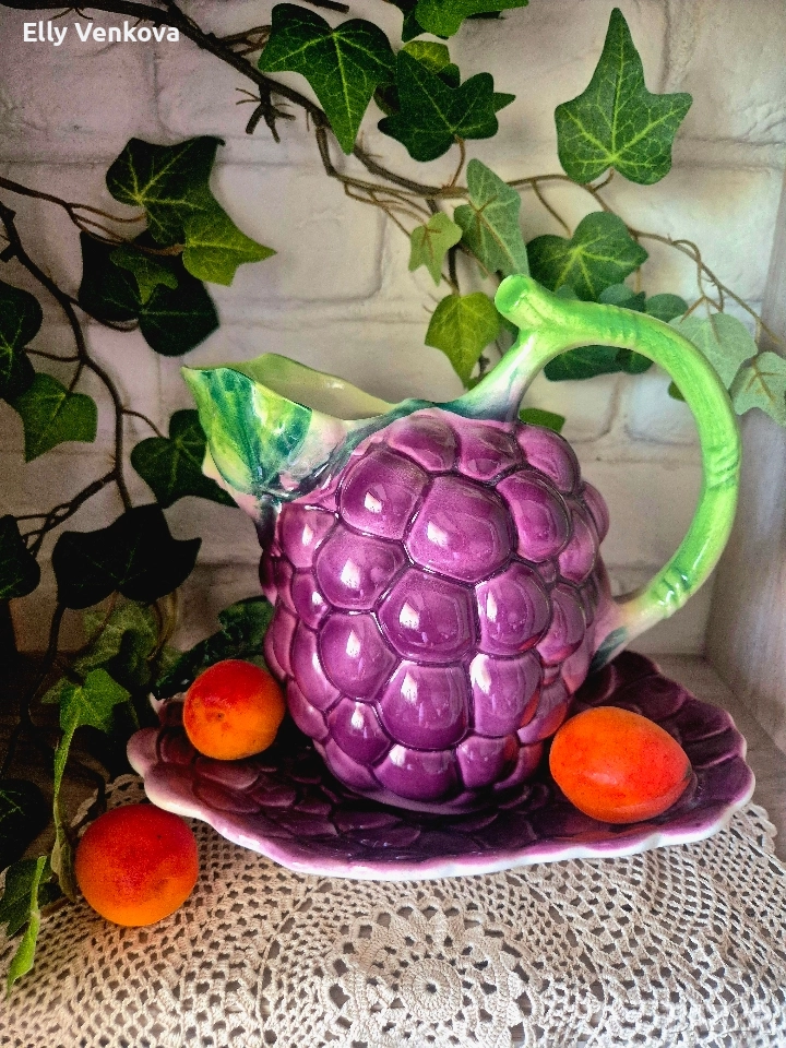 Италиански керамични плато и кана, снимка 1