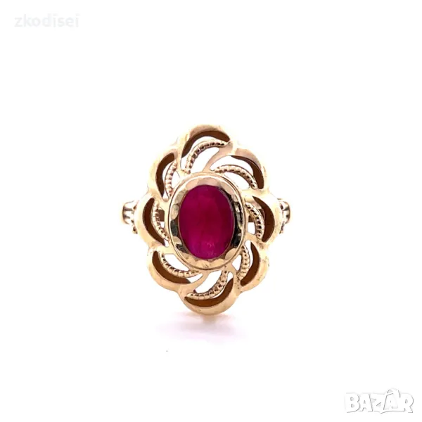 Златен дамски пръстен с рубина 2,10гр. размер:56 14кр. проба:585 модел:29948-4, снимка 1