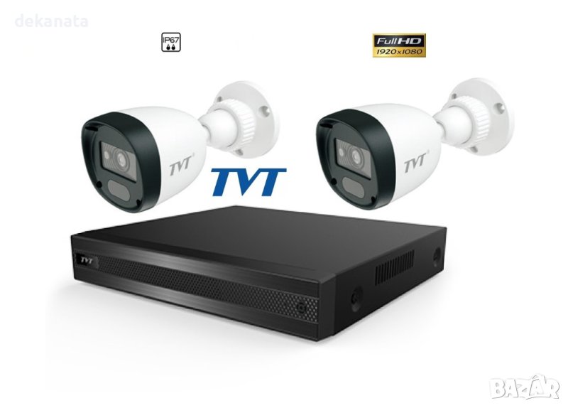 TVT FULL-HD Комплект за Видеонаблюдение с 2 Булет камери, снимка 1
