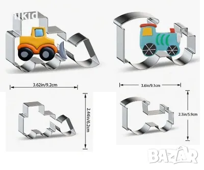 Влак Багер трактор метален резец форма тесто фондан бисквитки сладки декорация украса, снимка 1