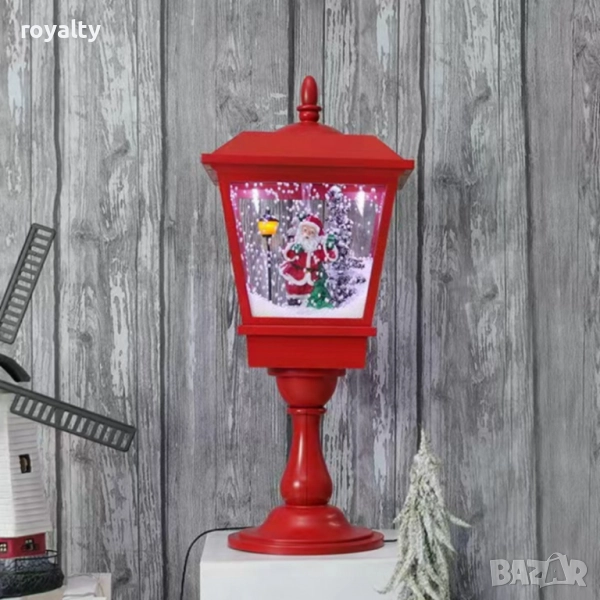 Декоративна коледна лампа с Дядо Коледа, падащ сняг и мелодии, снимка 1