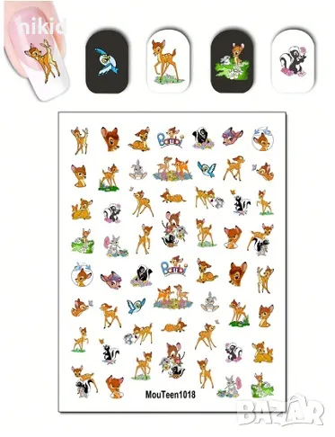 1018 Бамби татос ваденки слайдер водни стикери за нокти маникюр , снимка 1