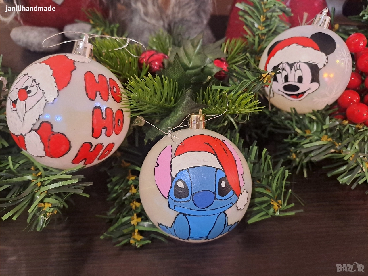Ръчно рисувани Коледни топки , снимка 1