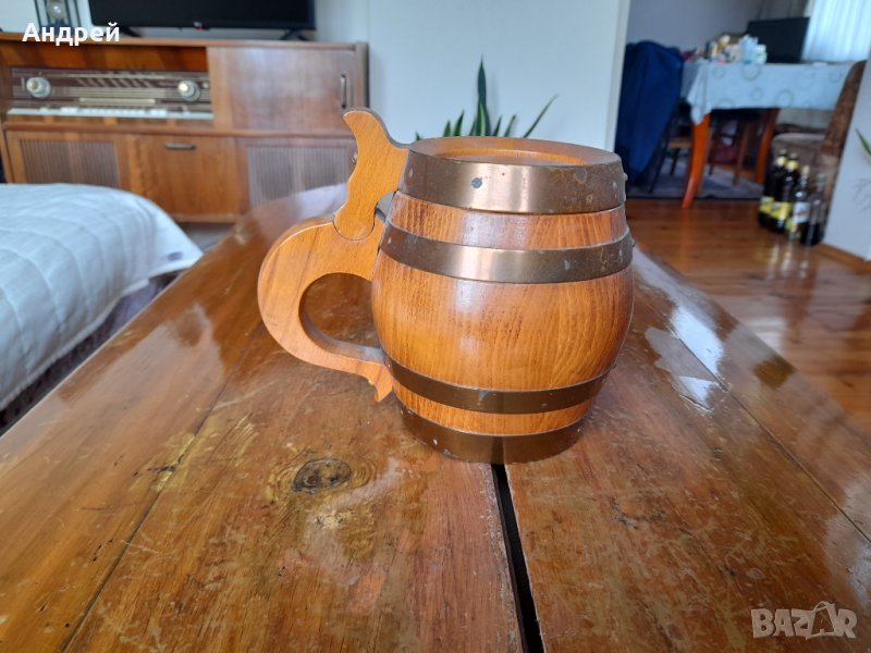 Стара дървена халба,чаша #2, снимка 1
