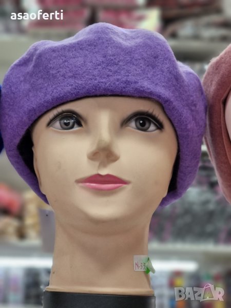 Шапка барета в лилав цвят , снимка 1