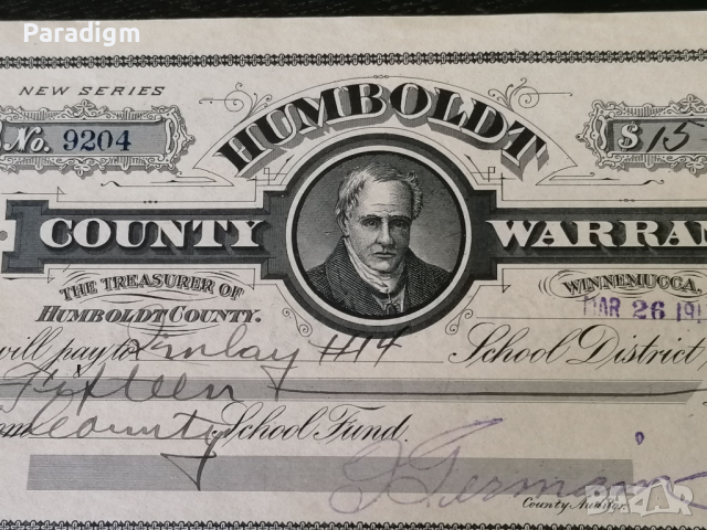 Humboldt варант - щата Невада (15 долара) | 1917г., снимка 4 - Други ценни предмети - 36166663