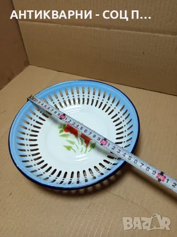 Соц Стар Емайлиран Панер Поднос Съд., снимка 4 - Антикварни и старинни предмети - 49610688