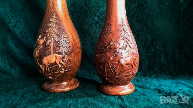 Вази с ловни мотиви -Елени, снимка 4 - Други ценни предмети - 51359911