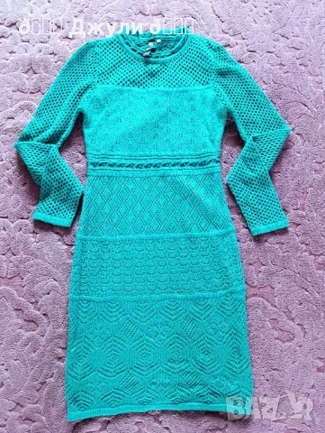 Рокля с камъни от памучно плетиво, снимка 10 - Рокли - 49300672