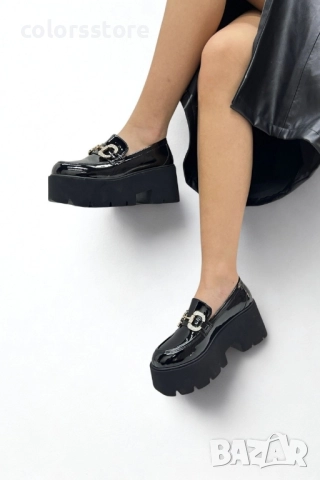 Обувки на платформа - черен лак - KLP55, снимка 2 - Дамски ежедневни обувки - 50016755