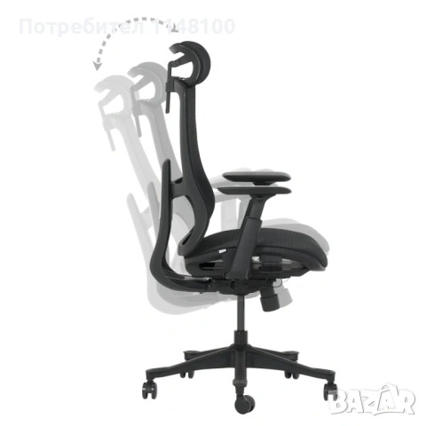 Ергономичен стол BETIM – ЧЕРЕН, снимка 4 - Столове - 53232070