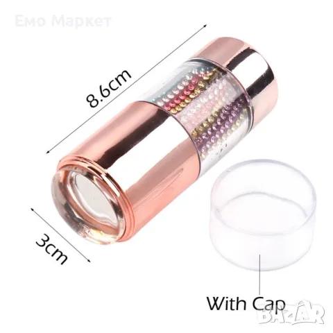 Комплект за маникюр със силиконов печат с двойна глава, 1 шаблон и малки камъчета за апликация, снимка 2 - Продукти за маникюр - 49512243