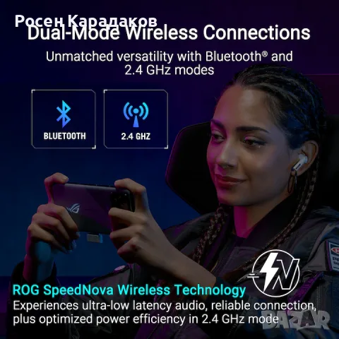 ASUS ROG Cetra True Wireless SpeedNova, Black, снимка 2 - Bluetooth слушалки - 55843170