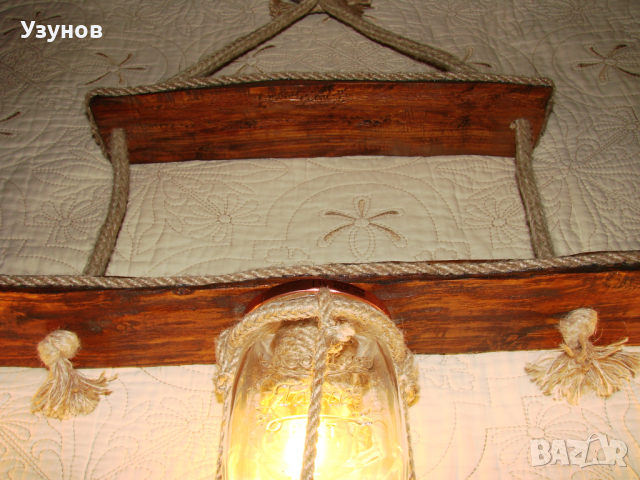 Дървен полилей за дома, тераса, механа, барбекю, битова стая, битов кът, снимка 5 - Полилеи - 36217634