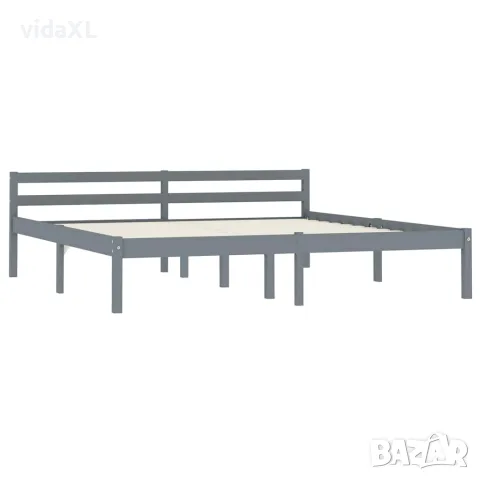 vidaXL Рамка за легло, сива, бор масив, 160x200 см, снимка 2 - Спални и легла - 56146571