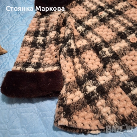 Красиво палто тип плетка в розово, снимка 5 - Палта, манта - 51616087