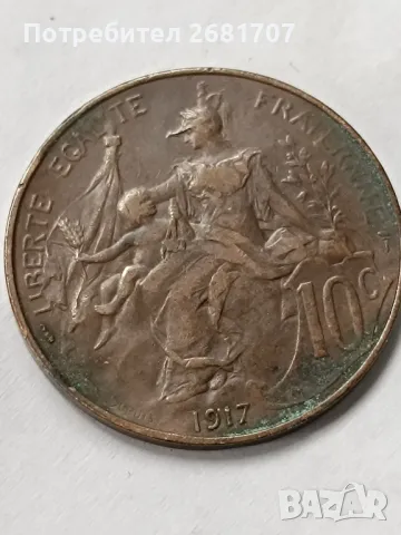 монета 10 сантима 1917, снимка 2 - Нумизматика и бонистика - 49468030