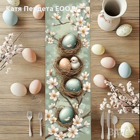 Великденски ленен тишлсйфер за маса - код 24, снимка 3 - Покривки за маси - 53749563