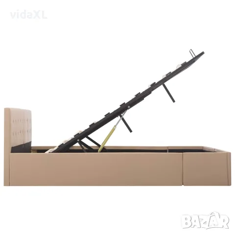 vidaXL Легло с повдигащ механизъм капучино изкуствена кожа 180x200 cм, снимка 6 - Спални и легла - 56146557