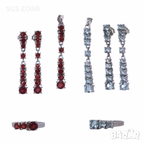 сребърна висулка с топаз или гранат, снимка 4 - Колиета, медальони, синджири - 52276004