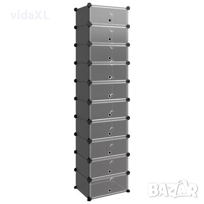 vidaXL Етажерка за обувки, черна, 44x32x174 см, PP(SKU:340560, снимка 1 - Други - 44654605