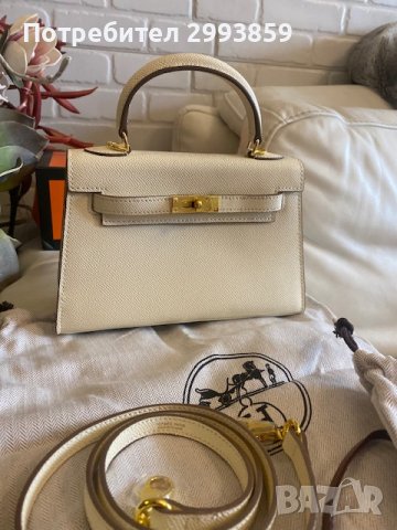 Чанта Кели*ЕРМЕС 22см*Hermes Kelly Mini*Epsom Leather Gold Hardware, снимка 4 - Чанти - 40729983