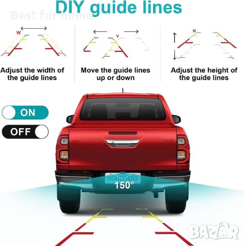 DoHonest  Водоустойчива камера HD 1080P за задно виждане в комплект с монитор, снимка 6 - Камери - 41610949