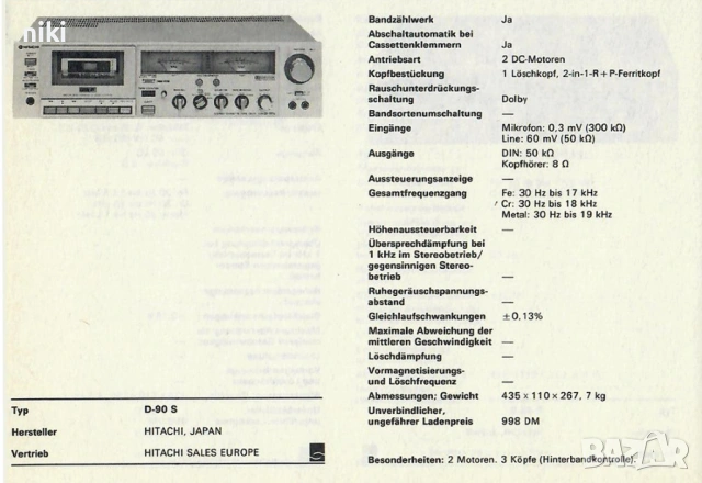 Hitachi D-90 S 3 HEAD, снимка 2 - Декове - 53839045