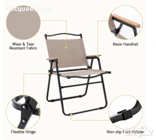 Сгъваем къмпинг стол с дървени подлакътници NS 3918/NS 3919, снимка 2 - Столове - 49910666