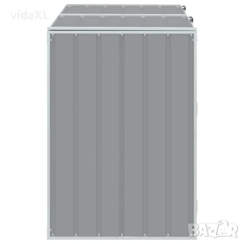 vidaXL Навес за 2 коша на колела, сив, 144x81x113 см, стомана, снимка 6 - Кошове за боклук и контейнери - 56147463