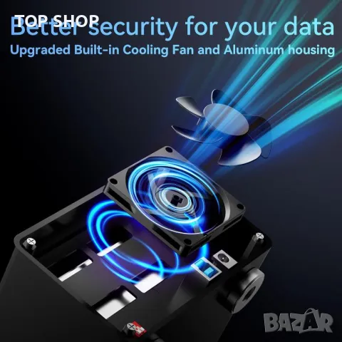 CENMATE 2 Bay RAID кутия с вентилатор за 2.5/3.5" SATA HDD/SSD, 40 ТВ, снимка 6 - Захранвания и кутии - 49444081