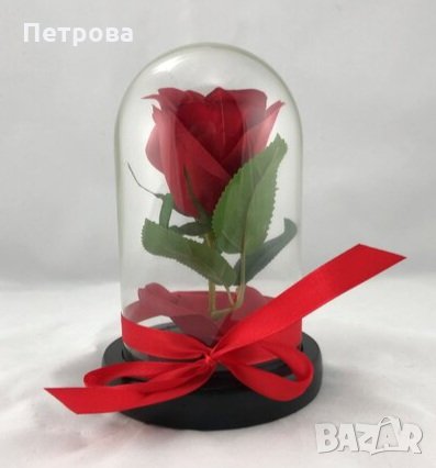 Вечна роза/Роза в стъкленица-17х10 см./изкуствена роза, снимка 1 - Декорация за дома - 35705088