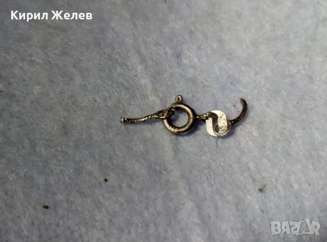 СТАРА СРЕБЪРНА ЗАКОПЧАЛКА СРЕБРО 925 с БЯЛА ПОЗЛАТА КАРАБИНКА За ГРИВНА КОЛИЕ ВЕРИЖКА 49919