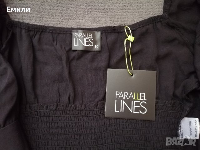 Parallel Lines къса дамска блуза с дълги буфан ръкави в черен цвят р-р M, снимка 11 - Блузи с дълъг ръкав и пуловери - 42193418
