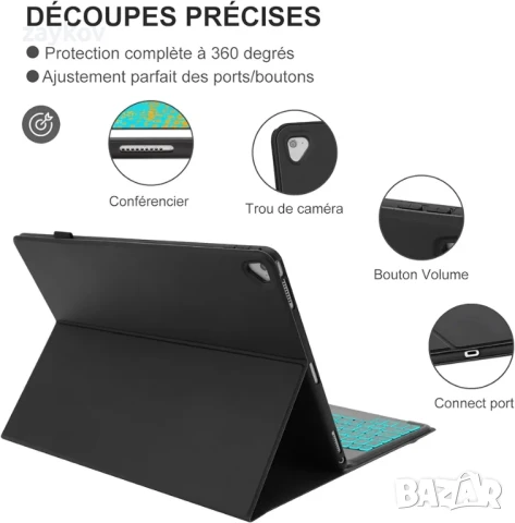 JADEMALL Калъф с клавиатура за iPad Pro 12.9" 2015/2017 (1-во/2-ро поколение), AZERTY, снимка 3 - Калъфи, кейсове - 50607714