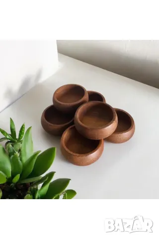 Дървени купички за ядки и закуски / Бамбукови купички за десерт - 6бр., снимка 3 - Прибори за хранене, готвене и сервиране - 48457664