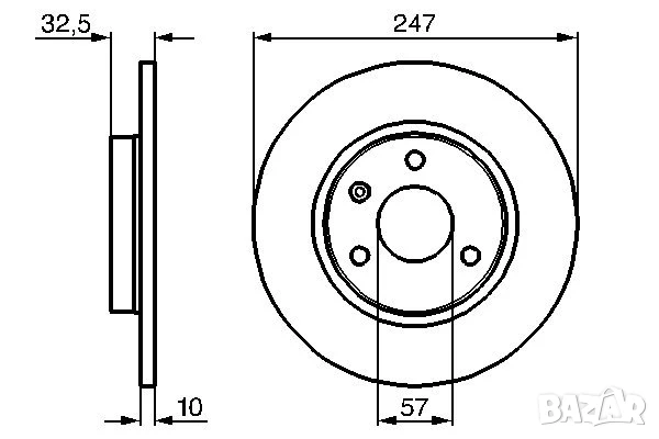 Диск спирачен преден дeсен/ляв за CITROEN AX 1.1-1.5D 04.87-12.97г.№ C1291P, снимка 3 - Части - 50614013