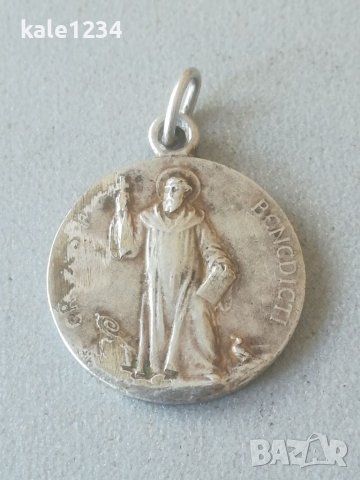 Медальон St. BENEDICTI. Свети Бенедикт. Католически. Християнски. Закрилник, снимка 1 - Антикварни и старинни предмети - 40884200