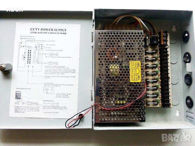 Захранващ блок за камери за видеонаблюдение 12V.DC