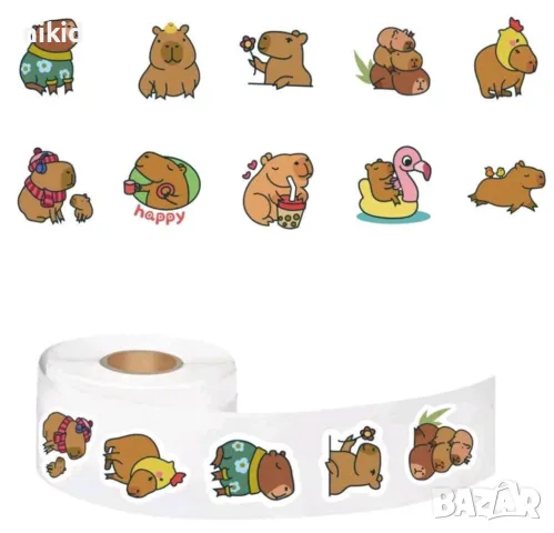 100 бр Капибара Capybara малки самозалепващи лепенки стикери ръчна изработка подарък, снимка 6 - Други - 49407839