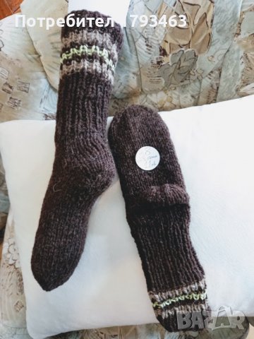 Ръчно плетени чорапи от вълна размер 38, снимка 2 - Мъжки чорапи - 39735956