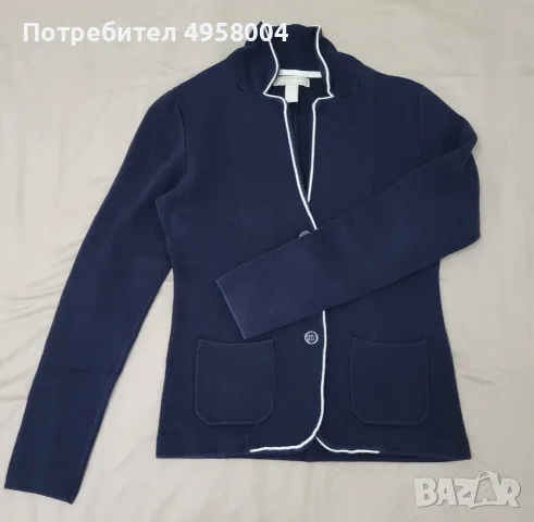 Дамска синя плетена жилетка с дълъг ръкав Banana Republic, размер XS, снимка 4 - Блузи с дълъг ръкав и пуловери - 56208616