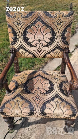 Антикварно кресло-трон масив, снимка 2 - Дивани и мека мебел - 53681422