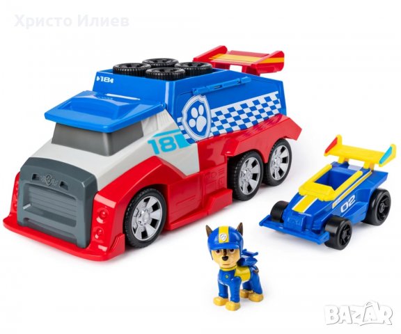 Paw Patrol Мобилен пит-стоп със състезателна кола и кученцето Чейс Голям камион на Пес Патрул, снимка 2 - Коли, камиони, мотори, писти - 39681592