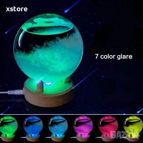 Сфера с LED лампа и кристали за времето - от буреносно стъкло TQY3, снимка 6 - Други стоки за дома - 52793191