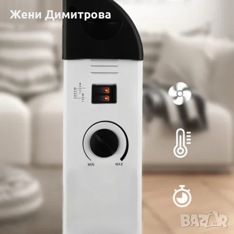 Електрически конвектор 2000W с термостат икономичен и тих отоплител, снимка 2 - Отоплителни печки - 56060790