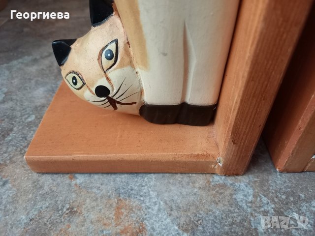 Дървени стопери за книги с котки, снимка 8 - Статуетки - 44240736
