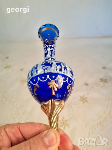 италианска арт ваза цвят кобалт с позлата , снимка 6 - Вази - 50866055