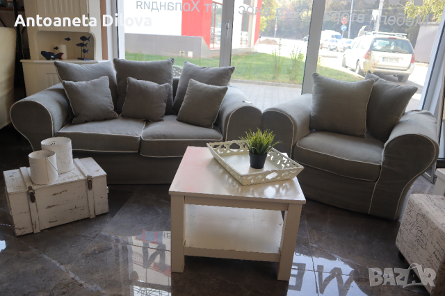 Комплект двуместен диван и фотьойл, снимка 1 - Дивани и мека мебел - 44750624