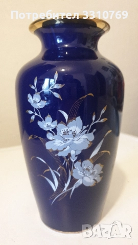 Красиви порцеланови вази с кобалт и злато. , снимка 7 - Вази - 52494307